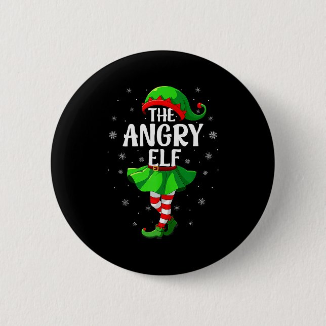 Angry Elf Christmas Girls Women Elf Squad Xmas Fam Button (Front)
