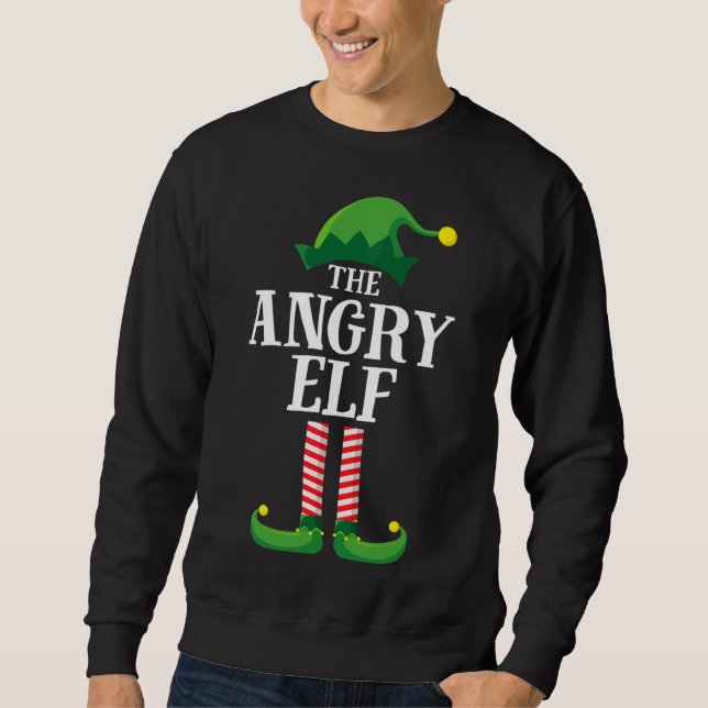 Angry Elf Matching Family Christmas Party Sweatshirt (Front)