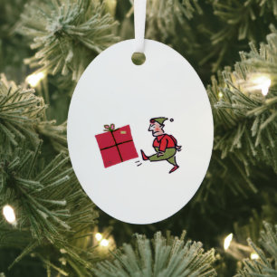 Angry Elf oval metal ornament
