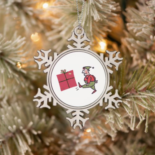 Angry Elf pewter snowflake ornament