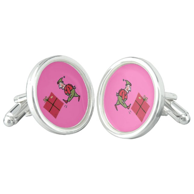 Angry Elf silver plate cufflinks (Angled)