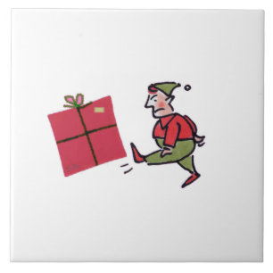 Angry Elf white large ceramic tile