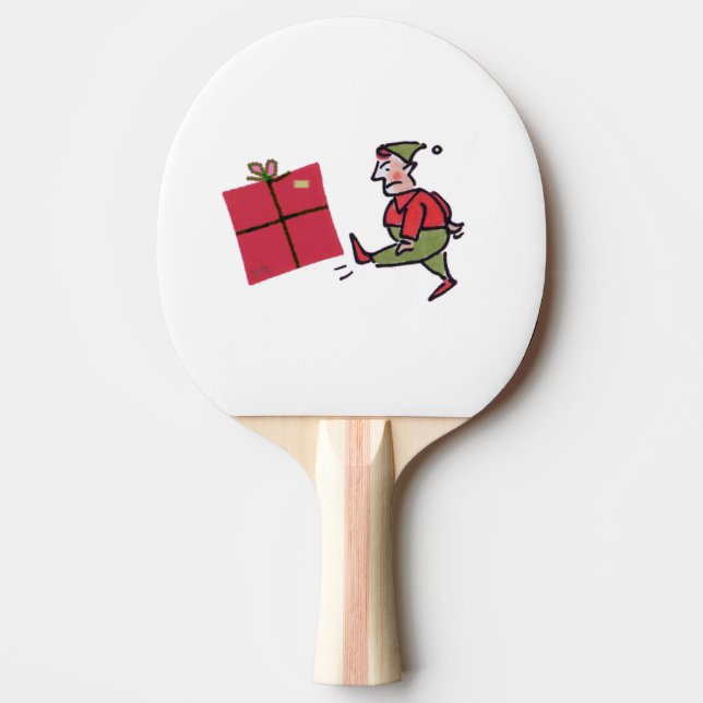 Angry Elf white ping pong paddle (Front)