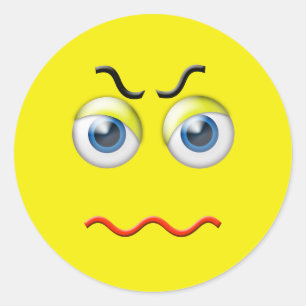Angry Emoji Classic Round Sticker