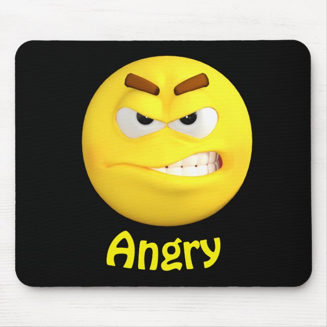 Angry Emoji Emoticon Cartoon Face Mouse Pad (Front)