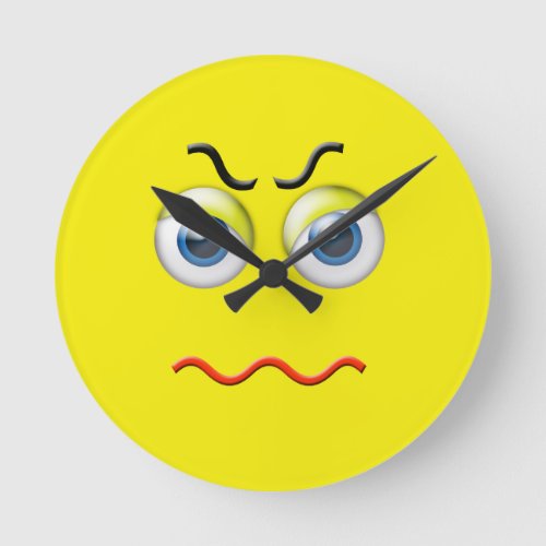 Angry Emoji Round Clock