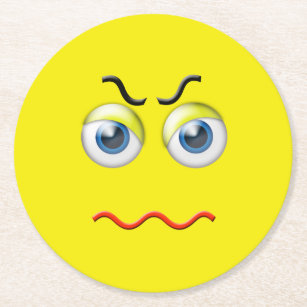 Angry Emoji Round Paper Coaster