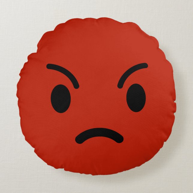 Angry Emoji Round Pillow (Front)