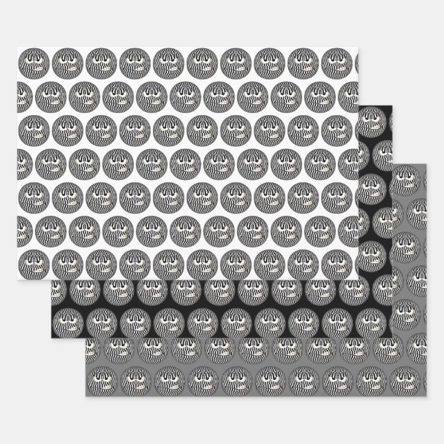 Angry Emoticon Face Tiled Pattern Wrapping Paper Sheets (Set)