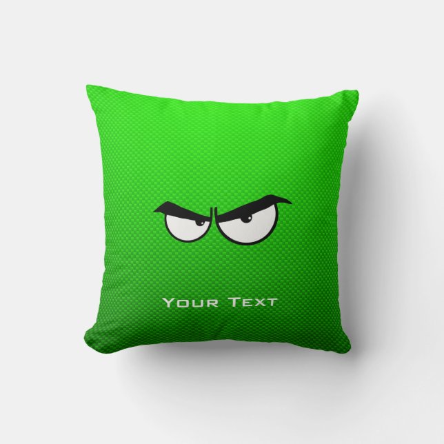Angry Eyes; Green Throw Pillow (Front)