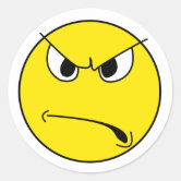 Angry Dayglow Green Cat Emoji Classic Round Sticker, Zazzle