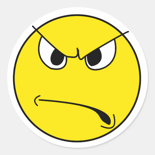 Angry Face Classic Round Sticker | Zazzle