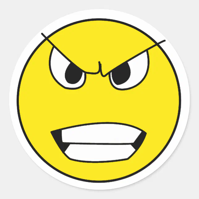 Angry face classic round sticker | Zazzle