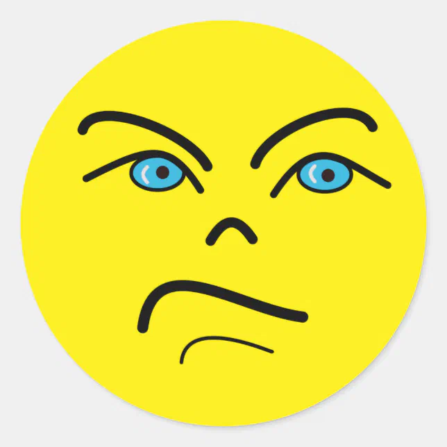 Angry Face Classic Round Sticker | Zazzle