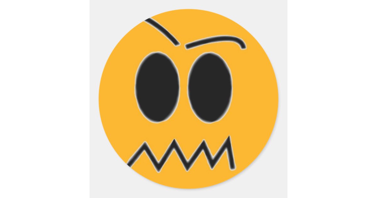 angry face classic round sticker | Zazzle