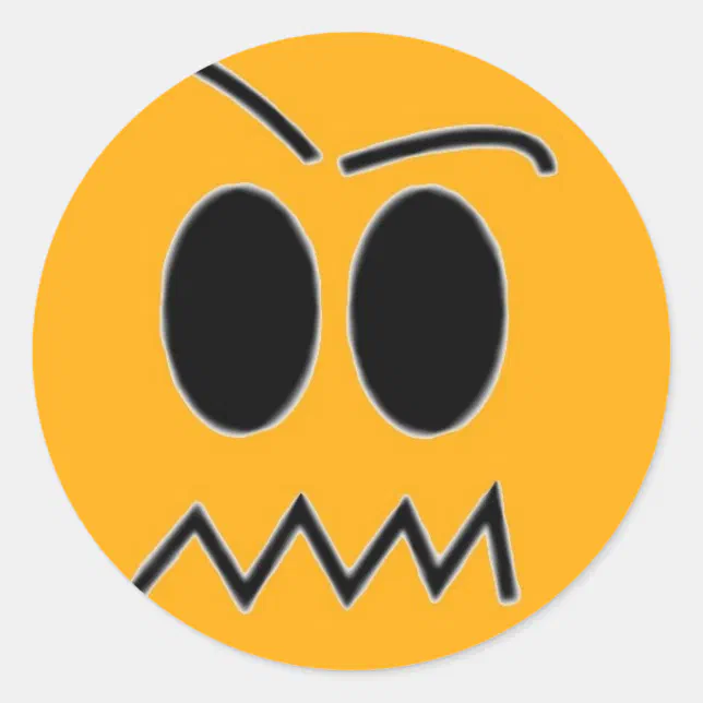 angry face classic round sticker | Zazzle
