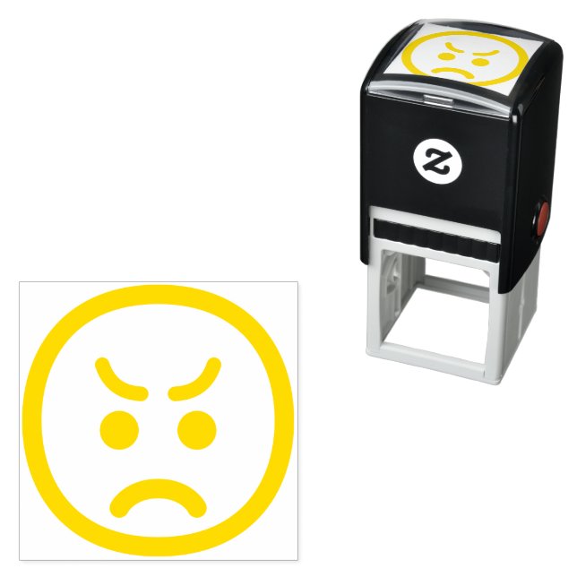 Angry Face Cute Adorable Minimalist Line Art Emoji Self-inking Stamp (In Situ)