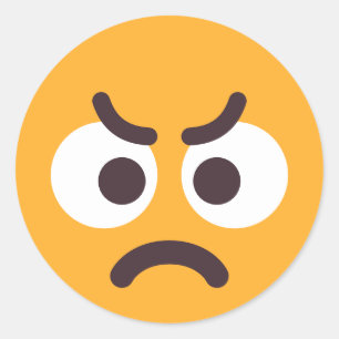 Angry Face Cute Fun Editable Colors Emoji Classic Round Sticker