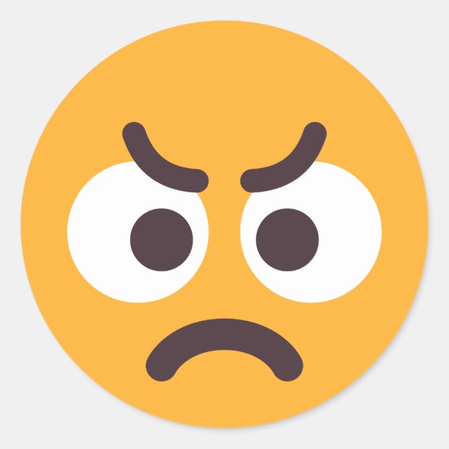 Angry Face Cute Fun Editable Colors Emoji Classic Round Sticker (Front)