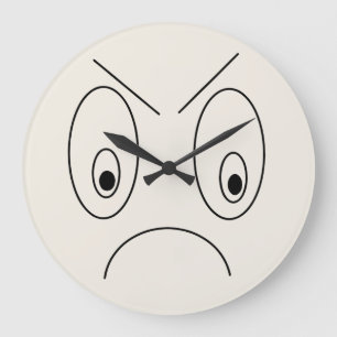 Angry Face Design Funny Large Clock