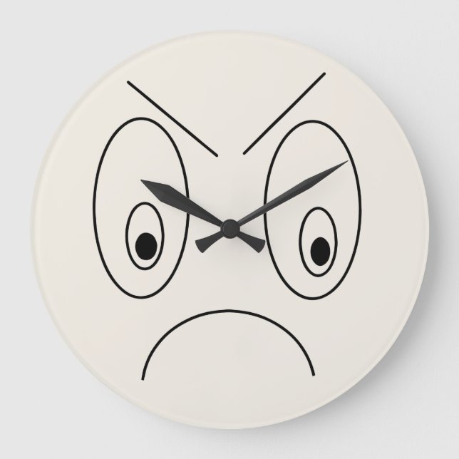 Angry Face Design Funny Large Clock (Front)