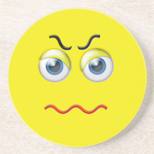 Angry Face Emoji Sandstone Coaster