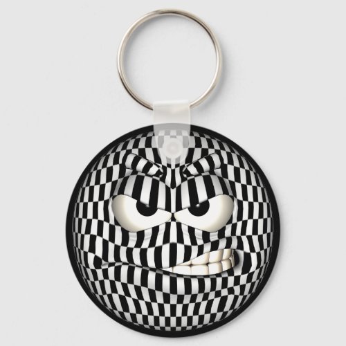 Angry Face Emoticon Keychain
