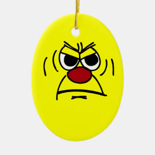 Angry Face Grumpey Ceramic Ornament