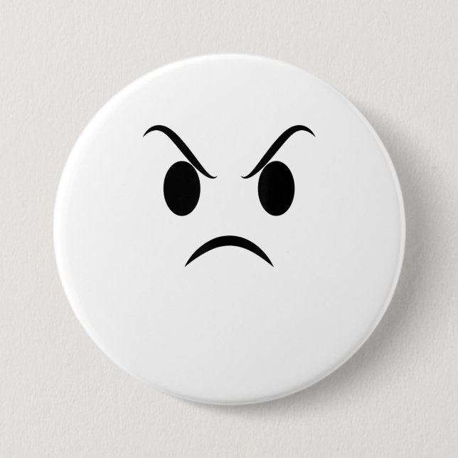 Angry Face Halloween Grumpy Outrage Emojis Button (Front)