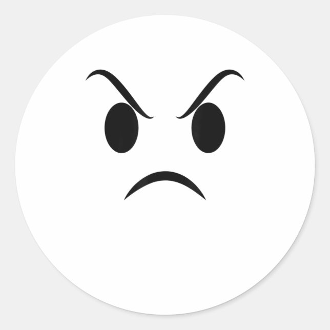 Angry Face Halloween Grumpy Outrage Emojis Classic Round Sticker (Front)
