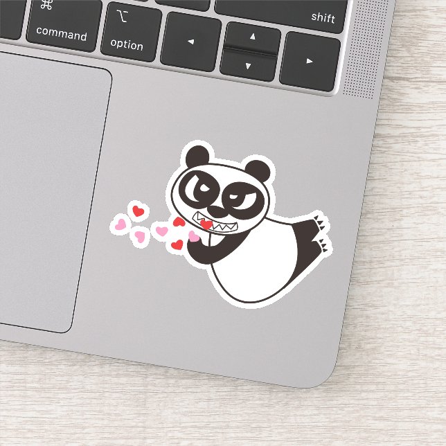 Angry Face Panda Kissing Sticker (Detail)