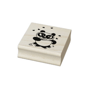 Angry Face Panda run for love Rubber Stamp
