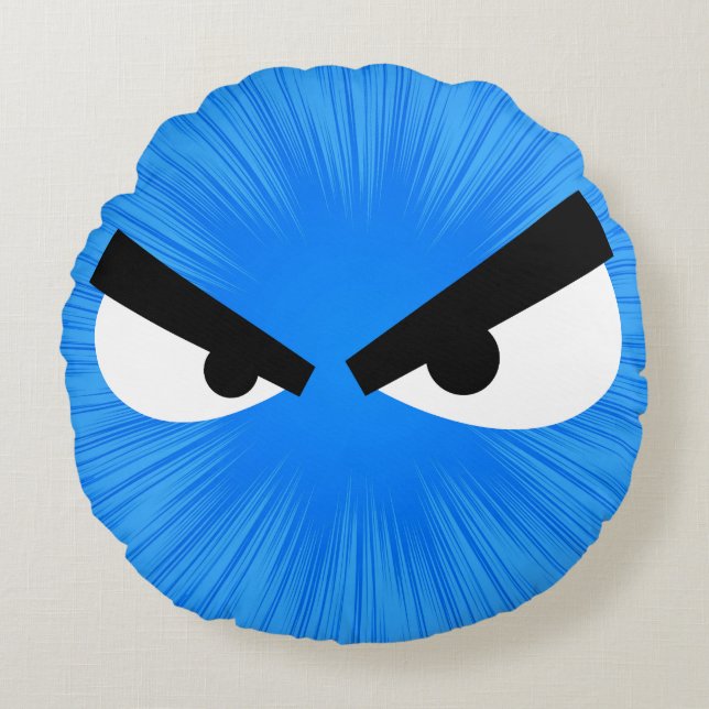 Angry Face Round Pillow (Front)