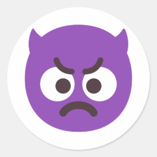 Angry Face with Horns Editable Colors Cute and Fun Classic Round Sticker