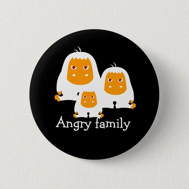 Angry family Monkeys design Button (Front)