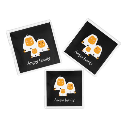 Angry family Monkeys design T_Shirt Bath Mat Acrylic Tray