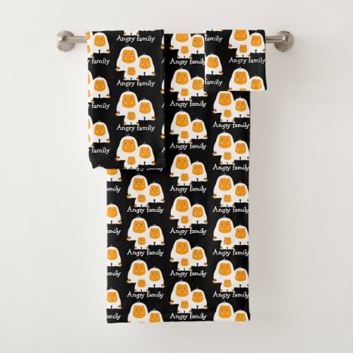 Angry family Monkeys design T_Shirt Bath Mat Bath Towel Set