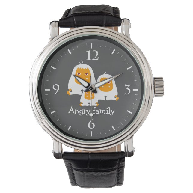 Angry family Monkeys design T-Shirt Watch (Front)