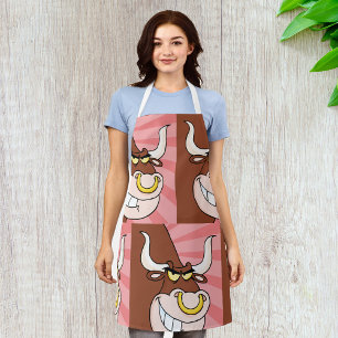 Angry Fierce Bull Mascot with Nose Ring Apron
