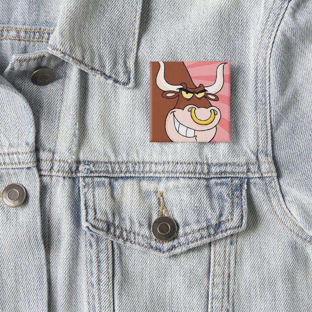 Angry Fierce Bull Mascot with Nose Ring  Button (Creator Uploaded)