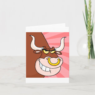 Angry Fierce Bull Mascot with Nose Ring  Card