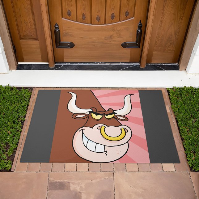Angry Fierce Bull Mascot with Nose Ring  Doormat (Creator Uploaded)