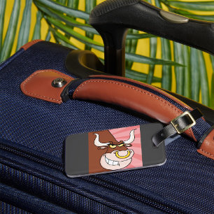 Angry Fierce Bull Mascot with Nose Ring Luggage Tag