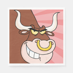 Angry Fierce Bull Mascot with Nose Ring Napkins