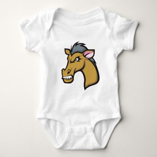 Angry Fierce Cartoon Horse Baby Bodysuit