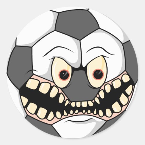 angry fierce soccer ball classic round sticker