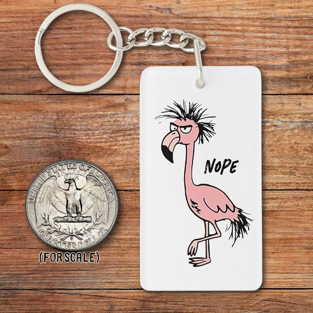 Angry Flamingo Drawing Sarcastic Phrase Bag Charm Keychain (Creator Uploaded)