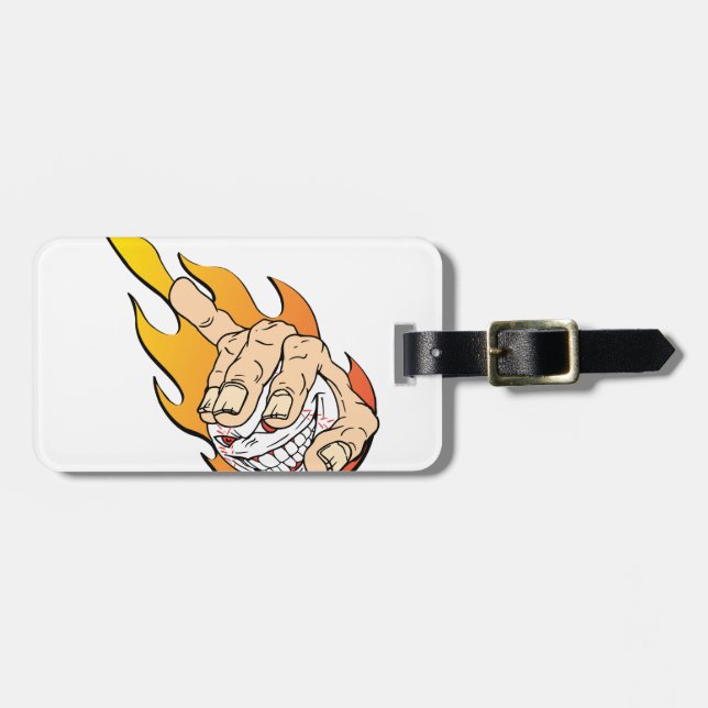 Angry Flamming Baseball Luggage Tag (Front Horizontal)