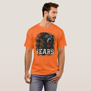 Angry Football Bear Mascot Red Helmet Game Day T-Shirt