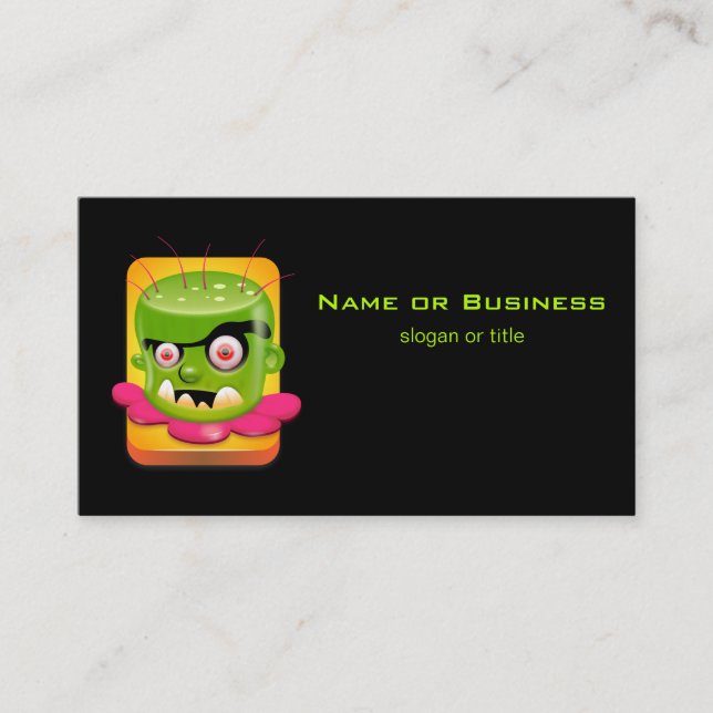 Angry Frankenstein Cartoon Business Card (Front)